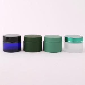 China Matte Black Blue Green Cosmetic Bottle Packaging Glass Cream Jar 5g 10g 15g 30g 50g 100g wholesale