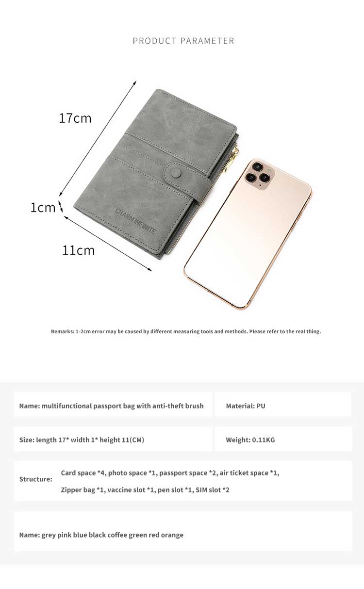 Advantage Leather Unisex Rfid Passport Holder for Fashion Business Travel Card Holder