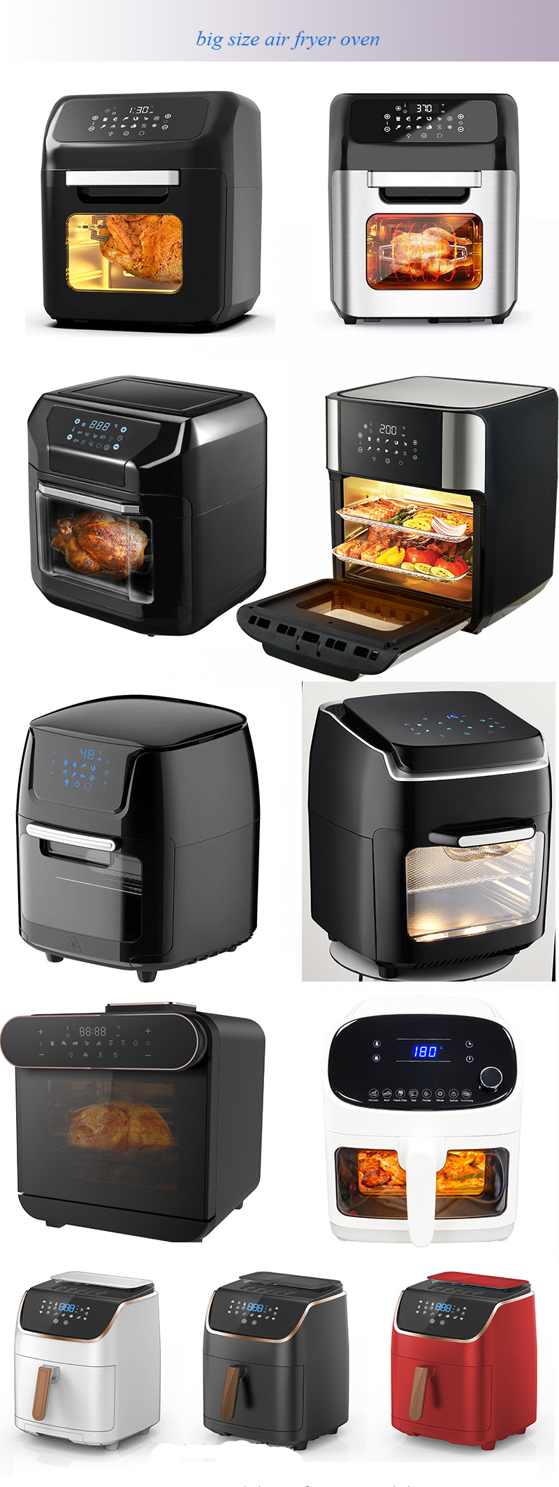 1700W Air Fryer Ovens French Door 5.5L 6.5L 23L Healthy Oil Free Stainless Steel
