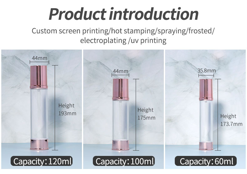 Round Shape Airless Cosmetic Pump Bottle 20ml 30ml 50ml 100ml Plastic Luxury Lotion Bottle