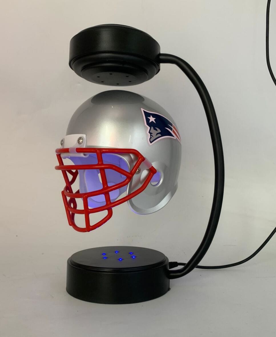 factory wholesale magnetic levitation floating hover helmet display racks with led light