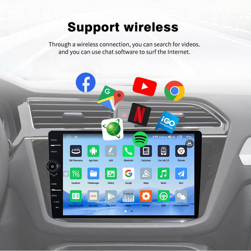 1 Din Universal Car Radio with 10.1 Inch Rotatable Android 11 Stereo and DVD Player
