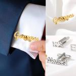 Engraved Monogram Custom Cufflinks Personalized Silver for Wedding Present