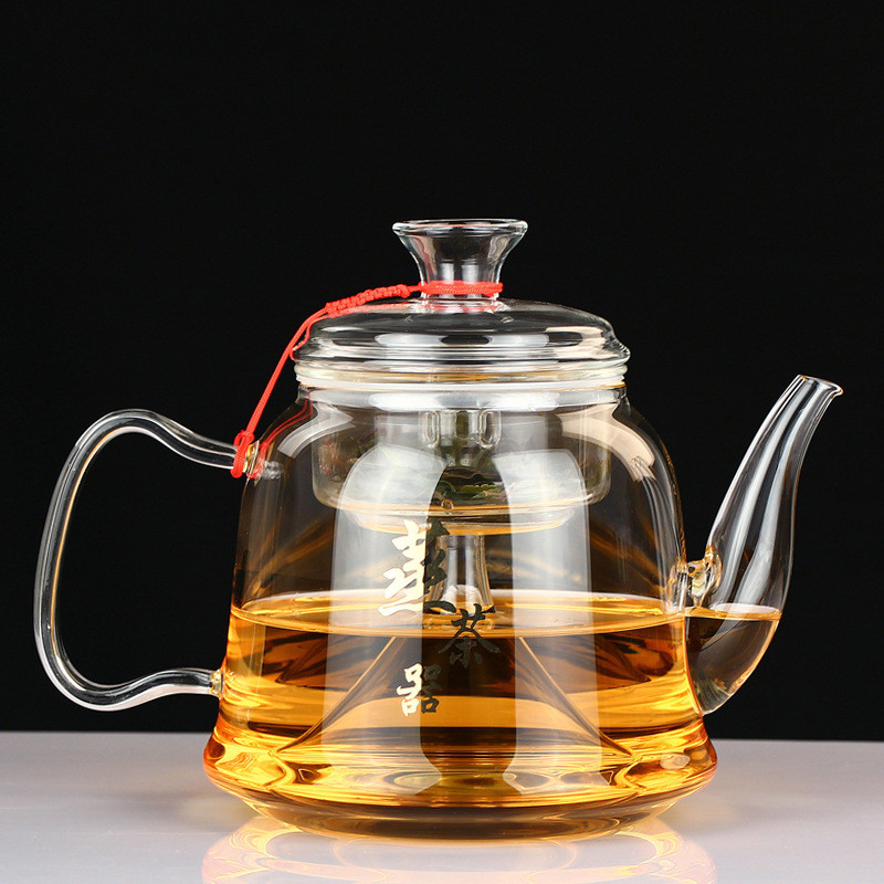 Borosilicate Flower Heat Resistant Glass Teapot With Filter