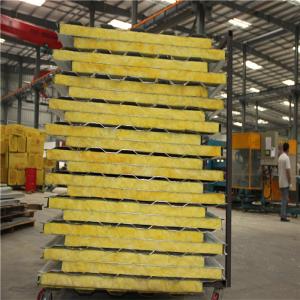 China low metal roofing cost insulated 50mm glass wool roofing panel with 0.376mm steel sheet wholesale