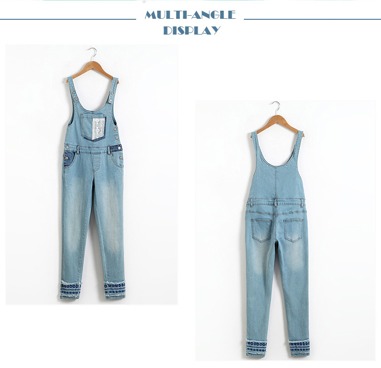 Custom Printed Slim Fit Girls Denim Clothes / Jeans Bib Pants OEM ODM