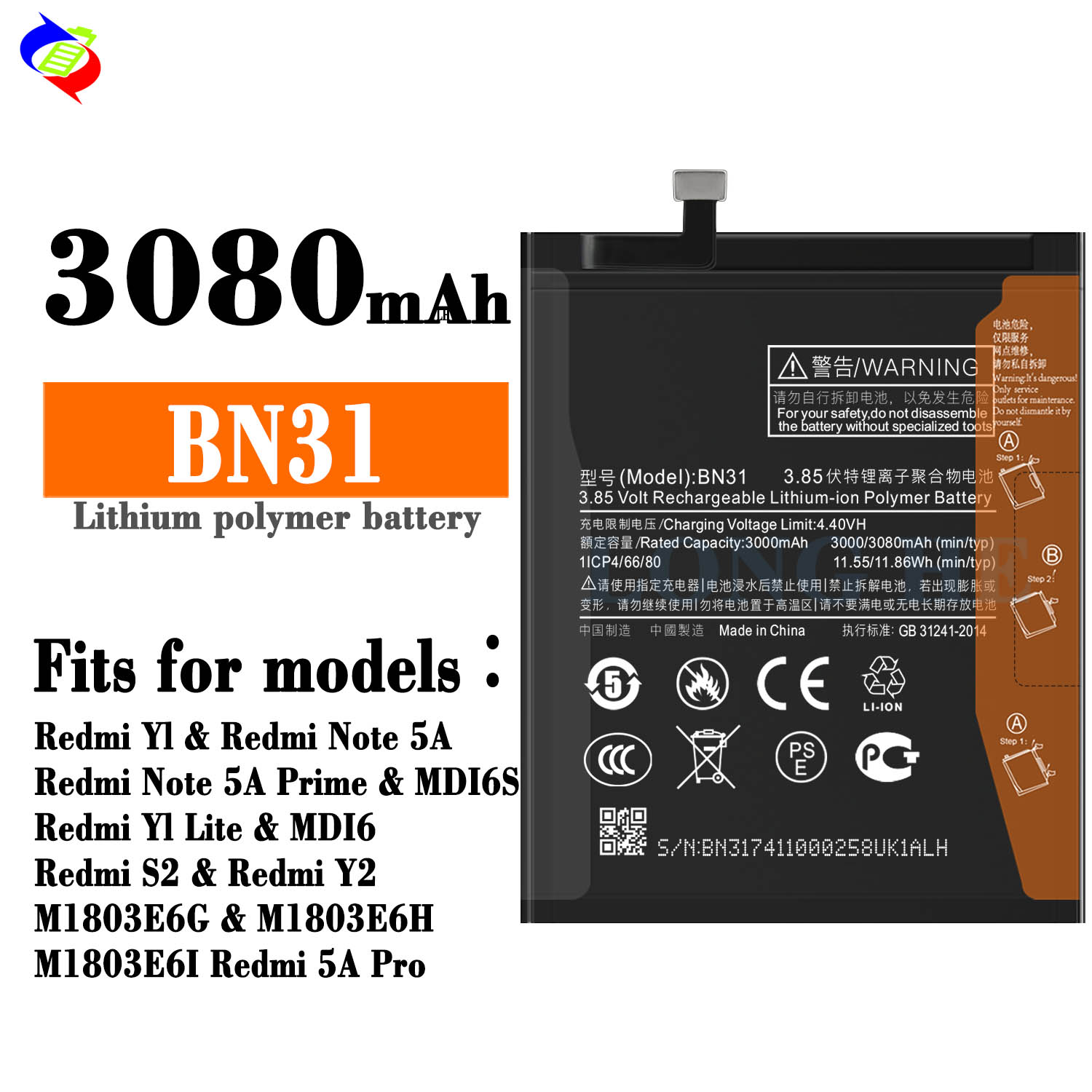 BN31 Battery for Red-MI Note5A Prime Mobile Phone Original A Guaranteed
