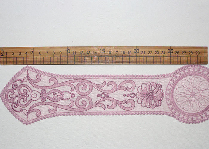 Purple Lace Collar Applique Floral Embroidered Tulle Mesh Trim For Neckline