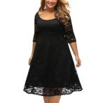 Fashion empire waist sexy women lace overlay plus size midi dress