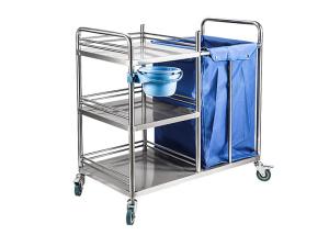 China Three Shelf SS Medical Trolley , Hospital Linen Trolley Stainless Steel wholesale