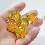 Orange Flowing Sand Yellow Crystal Resin Dnd Dice Sharp Edge Fantasy