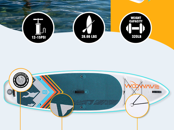 10'2'' ISUP Boards Woowave 's Design for Lakes Rivers Lightweight and Only 10kgs
