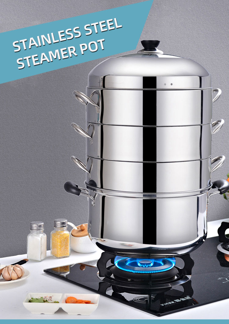 Commercial Cookware Multilayer Stainless Steel Steamer Pot Large Capacity Cooking Pot With SS Lid