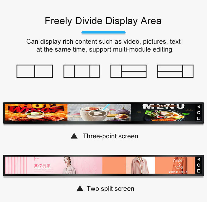 Android 6.0 Wifi Stretched Lcd Screen Media Advertising Player