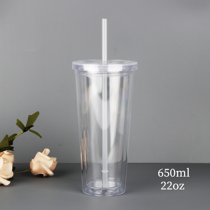 Double Wall Reusable Plastic Acrylic Water Bottle Clear For Parties Birthdays