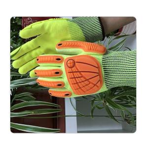 China Orange TPR Sewed On Back Anti Puncture Oilfield Impact Safety Gloves wholesale