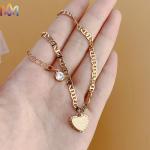 Adjustable Womens Engraved Heart Pendant Bracelet