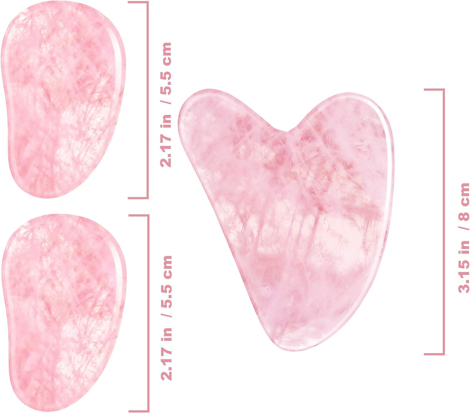 Polished Smooth Crystal Rose Quartz Gua Sha Board Jade Face Stone For Anti Aging