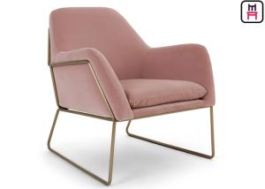 China Velvet Stainless Steel Base Single Sofa Chair Gold Base Cozy Arm Hotel Lobby Sofa Chair wholesale