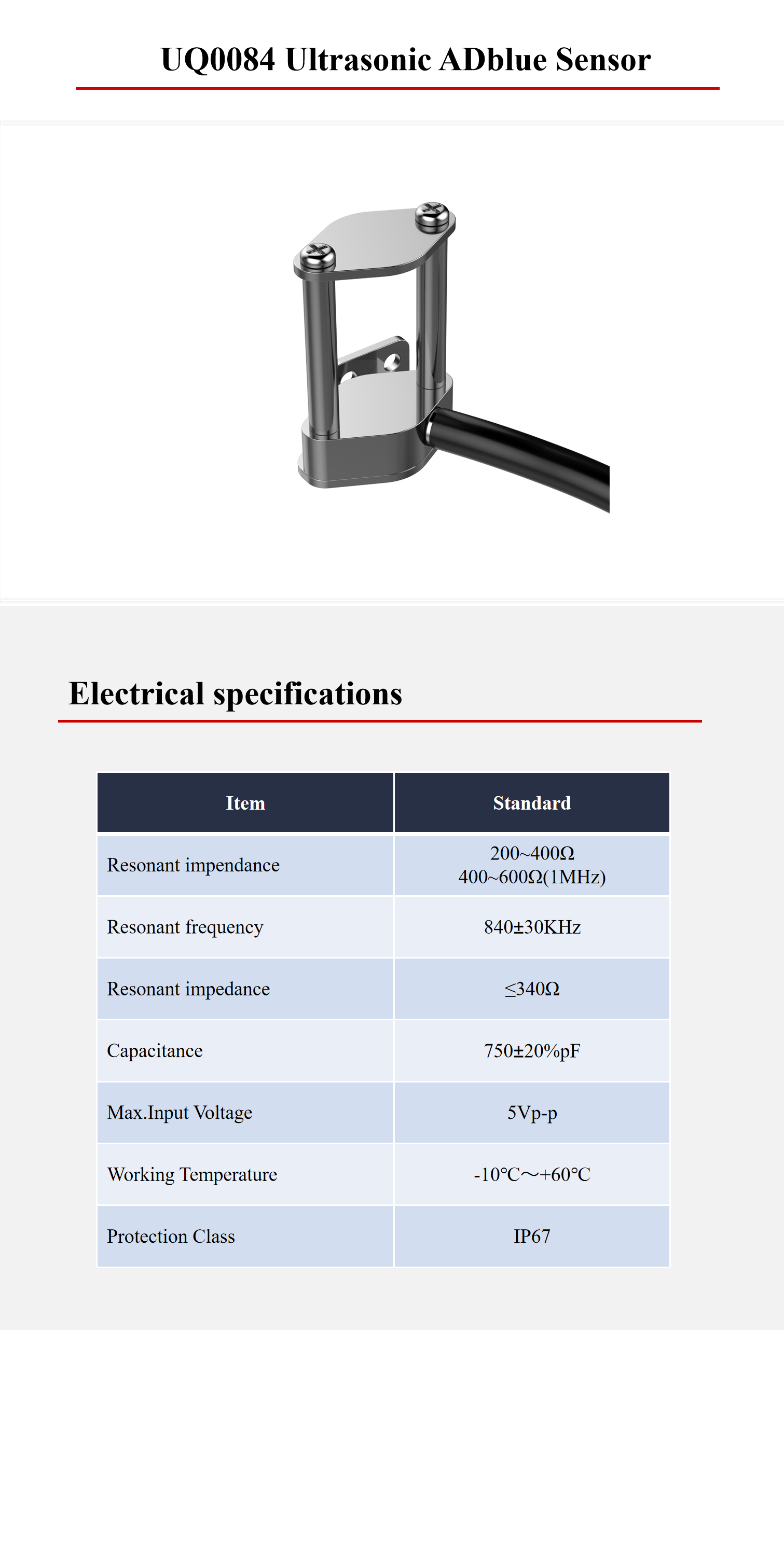 Piezoelectric 1MHz Adblue Quality Sensor Ultrasonic ADblue / DEF Quality Sensor