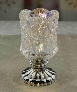 China glass pillar with metal base wholesale