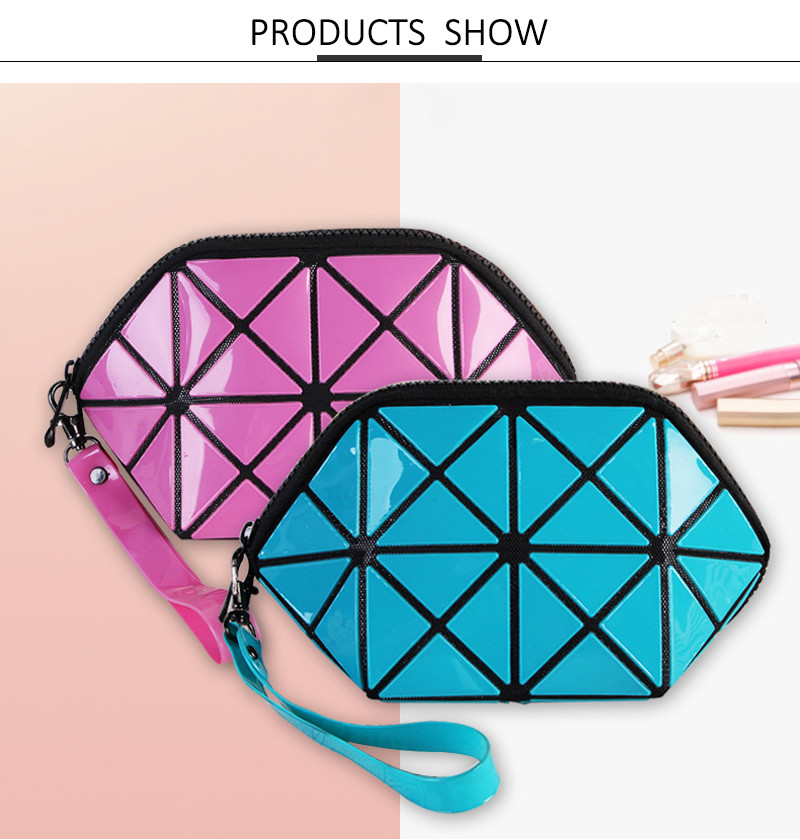 Wholesale Geometric Diamond Lattice Small Cosmetic Bag Fashion
