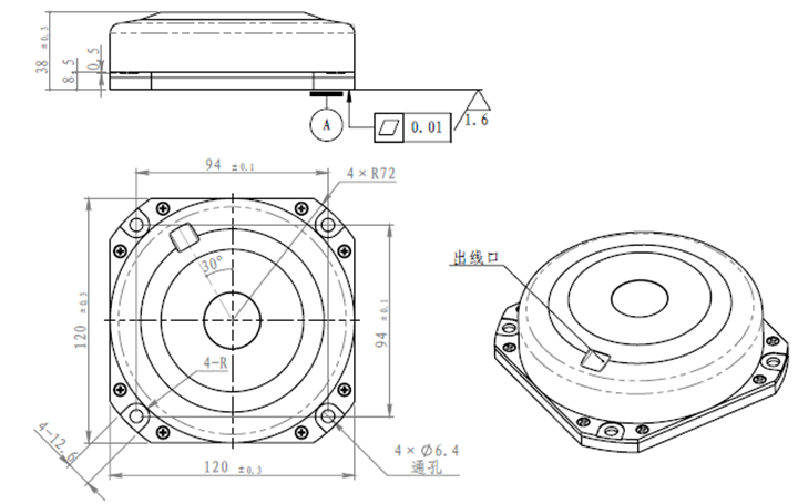 S-F120H high-precision single-axis closed-loop fiber optic gyroscope，Constant Temperature -50 C -75 C Single-Axis Fiber Optic Gyroscope with ≤0.001