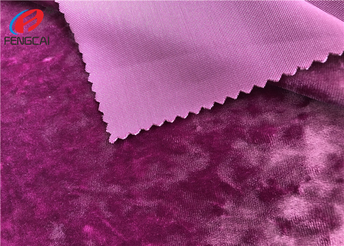 Polyester Spandex Shiny Stretch Brushed Ice Velvet Fabric , Dress Fabric