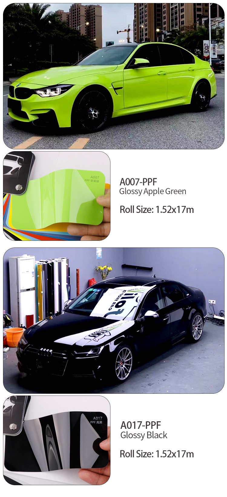 Green Color PPF Premium Quality Self-healing Anti-yellowing TPU Paint Protection Film for all cars