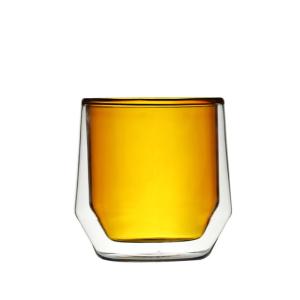 China Double Wall Thermos Glass Coffee Cup Hand Blown Borosilicate Glass Material wholesale