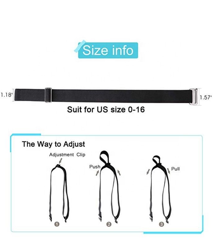 Flat Elasticated Belts Mens Invisible 115cm Black Zinc Alloy Buckle