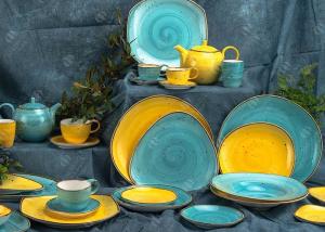 China FDA Restaurant Porcelain Blue Color Glazed Dinnerware Sets wholesale