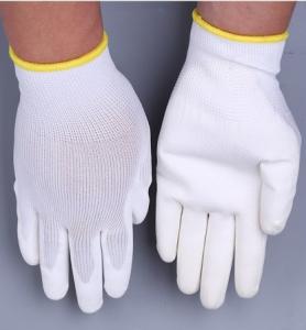 China 24cm 22g Polyurethane Palm Coated Nylon Work Gloves White Color wholesale