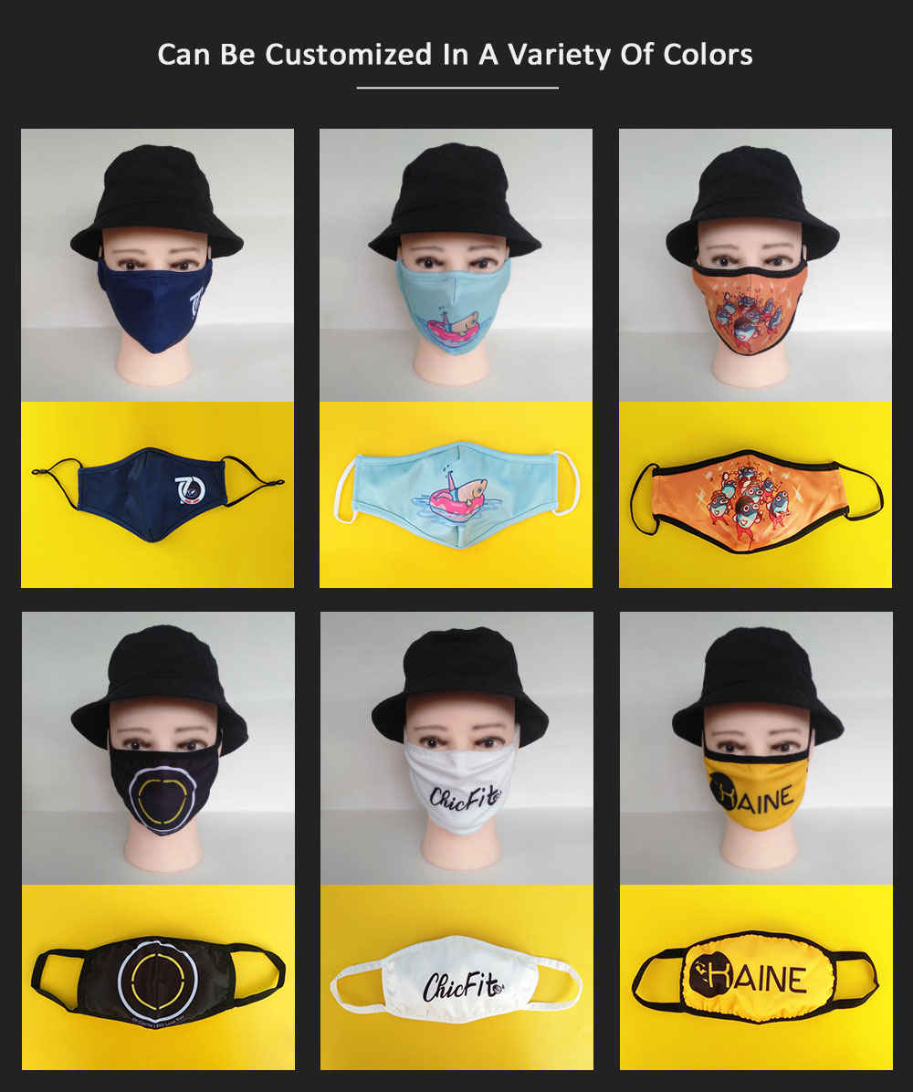 Polyester Cotton Digital Printing Face Mask With Stretchable Earloops