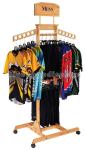 T Shirt Wood Clothing Store Fixtures Retail Display Shelves With Casters