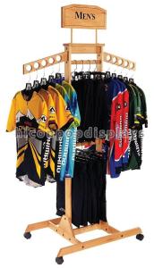 China T Shirt Wood Clothing Store Fixtures Retail Display Shelves With Casters wholesale