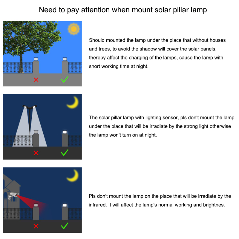 Waterproof IP65 Solar Pillar Lights Outdoor 6000K Post Cap Lamp