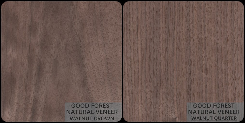Grain Crotch Natural Wood Veneer Sheets Quarter Cut American Walnut