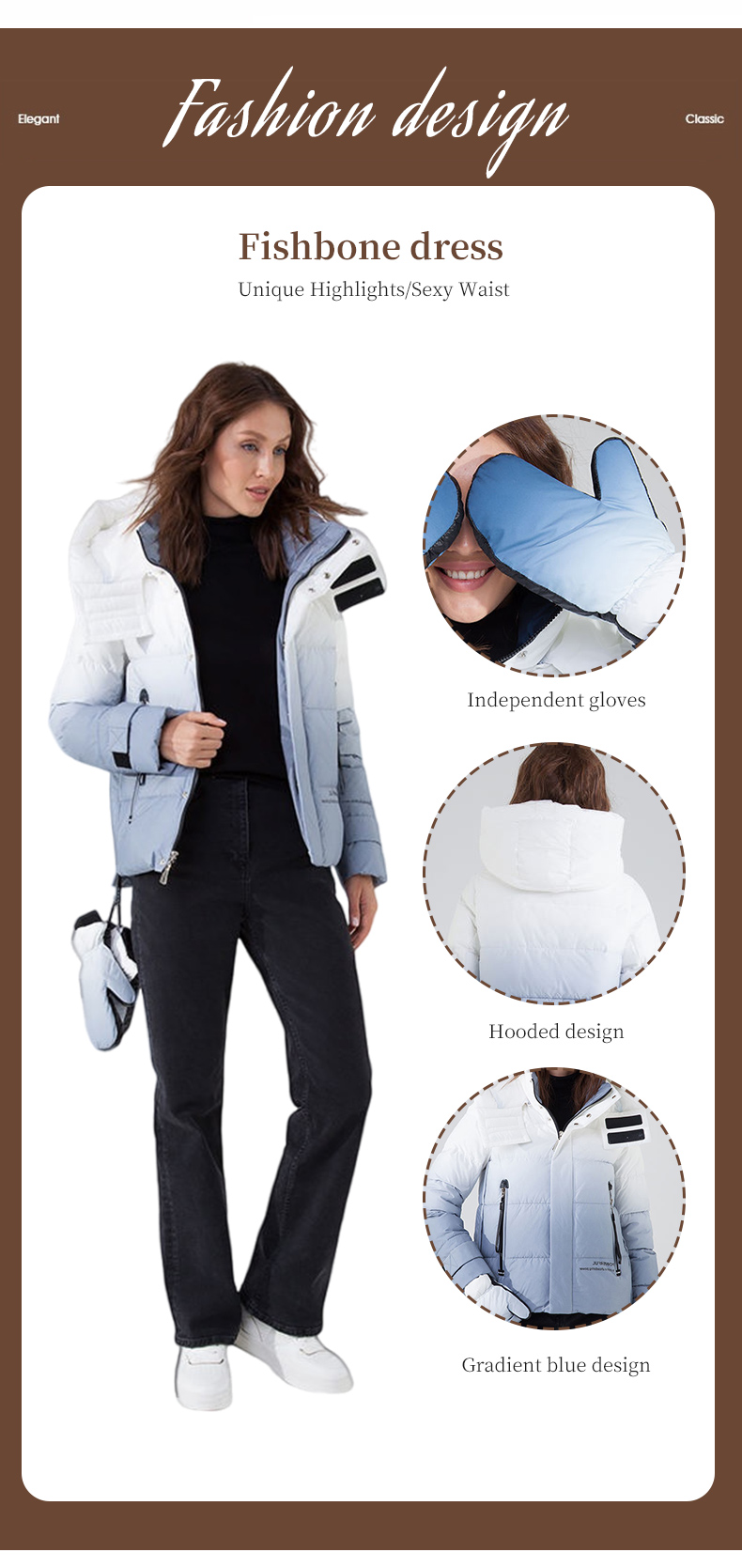 FODARLLOY Cheap and high quality Thick Cotton-Padded Jackets Printed Woman Collar Puffer Bubble Coat jackets