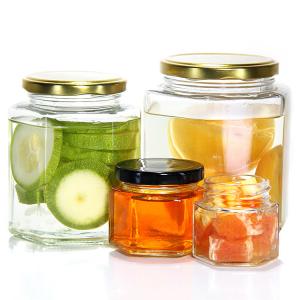 China Customized Household Preserve Pickle Glass Canning Jar Hexagonal Freezing Glass Jar For Kitchen wholesale