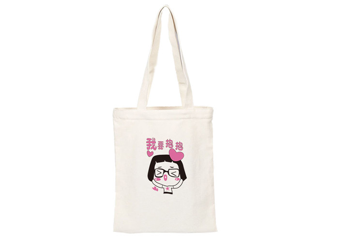 White Eco Canvas Bags With Clear LGO Beautiful Pictures Simple Style