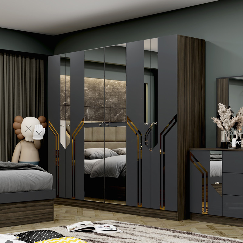 Wholesale Cheap Luxury Wood Frame Double King Size Bed Set Modern Home Turkish Wooden MDF Full Bedroom Sets Furniture