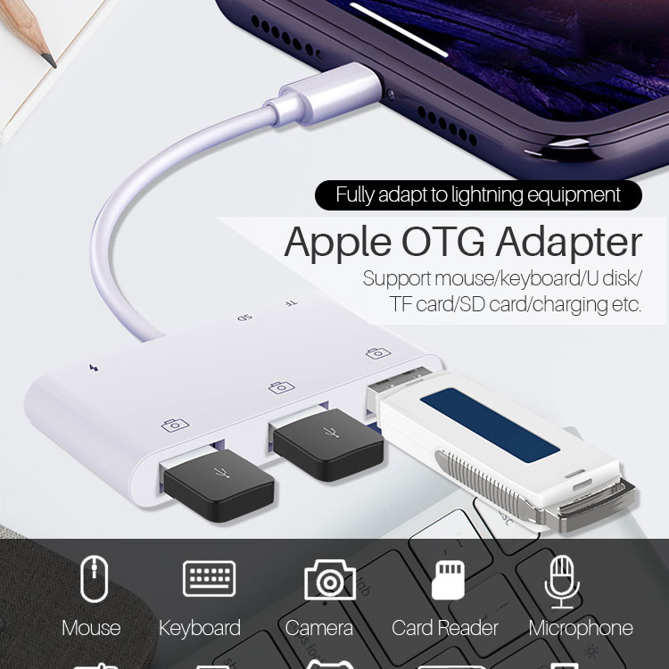ABS 0.2M USB OTG Cable Adapter 45g 6 In 1 USB Adapter