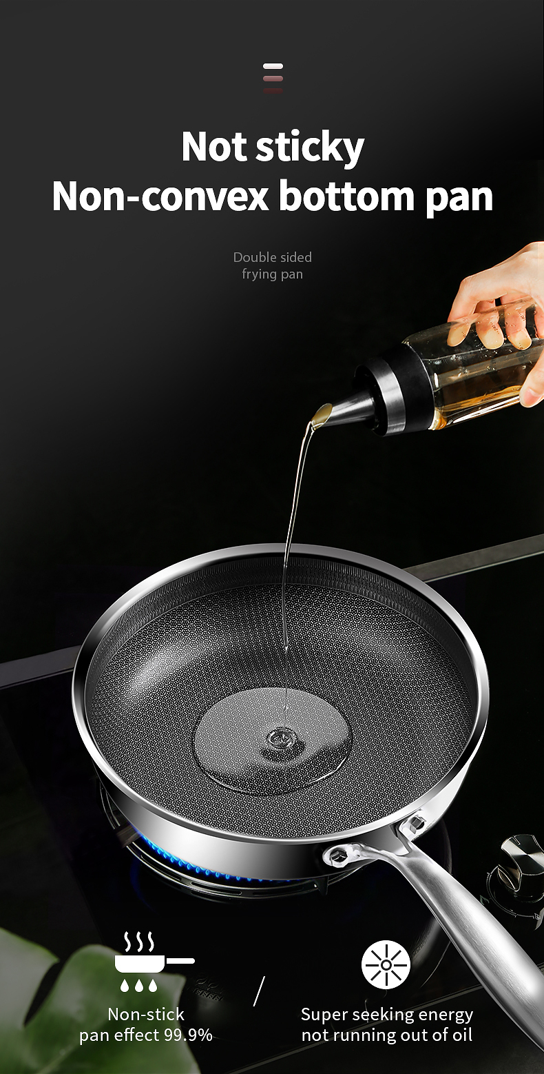 Food Grade 304 Stainless Steel Non Stick Pan Honeycomb Pot Bottom