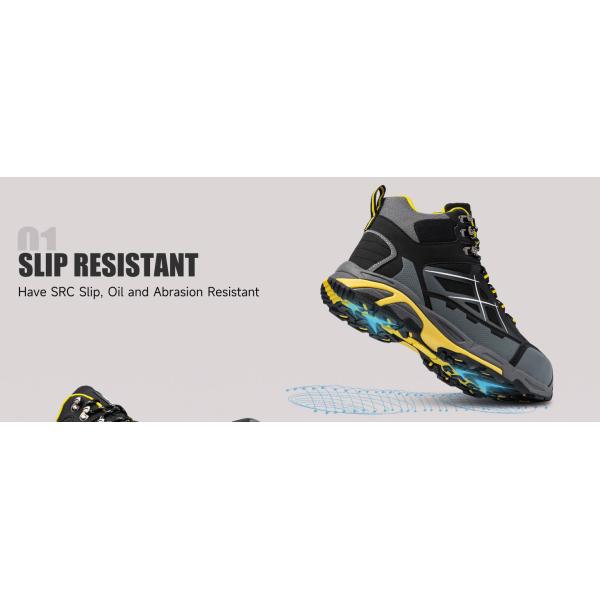 Black Unisex Reflective Strip Safety Boots with PU Rubber Sole for Anti-proof Work Shoes