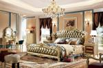 Royal Wooden Carved Design Luxury Leather Headboard King Size Bed LF-029