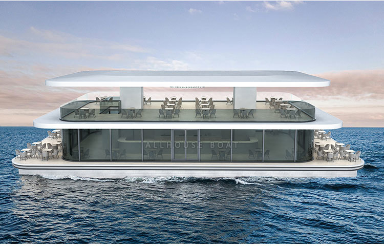High Capacity Aluminum Floating Restaurant Boat Two Level pontoon Boat luxury