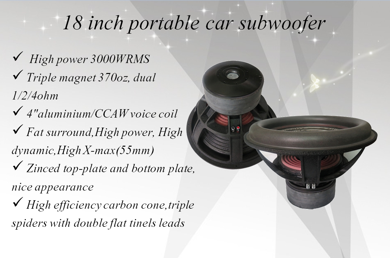 Ferrite Magnet 1.5kHz 3000W 18" Competition Car Subwoofers