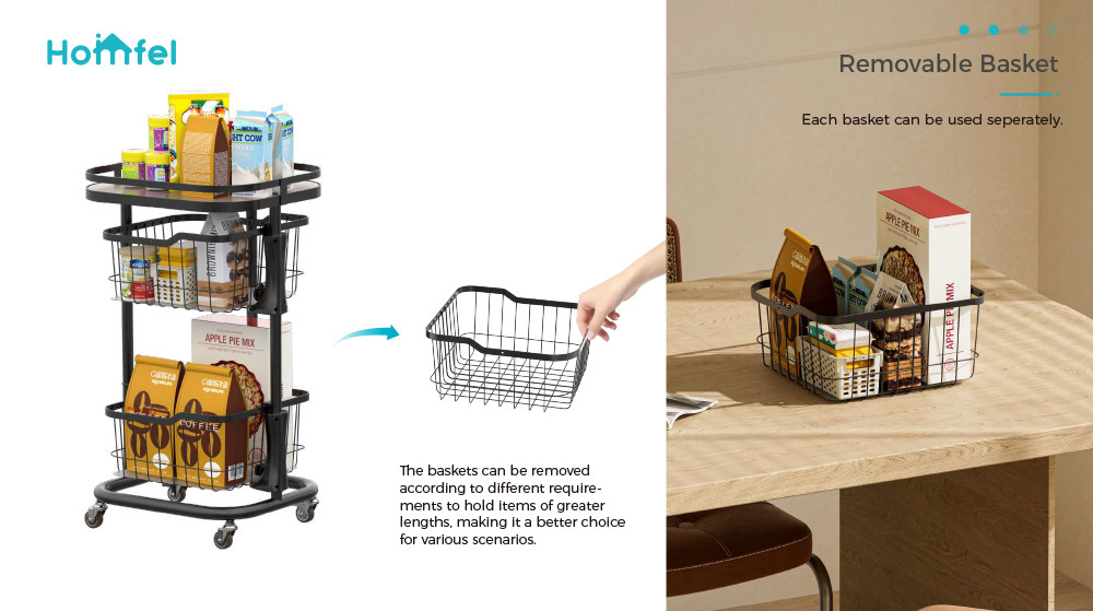 Rotating Storage Organizer Household Utility Cart Multifunctional Rolling Cart