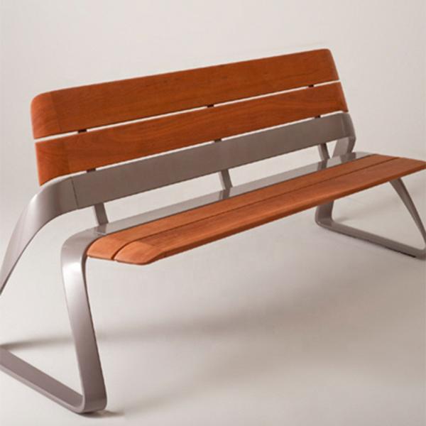 Outdoor Modern Design Backrest Bench Stainless Steel Wooden Bench Garden Park